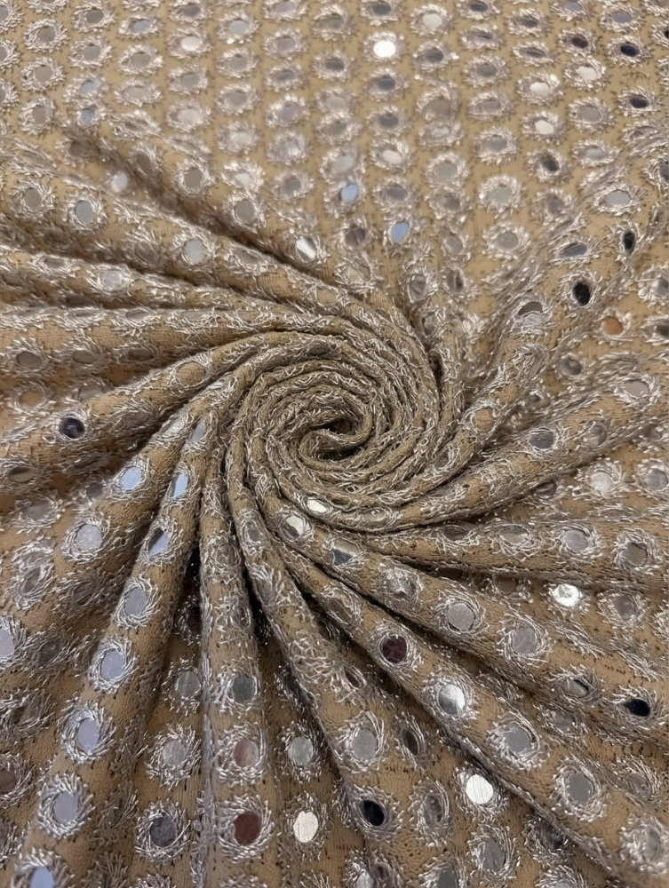 Dyeable Pure Georgette Zari Mirror Sequin Work Fabric