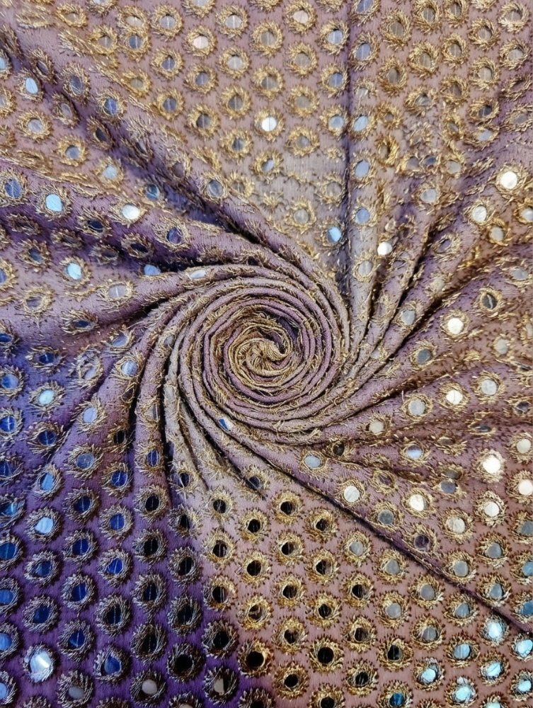 Dyeable Pure Georgette Zari Mirror Sequin Work Fabric