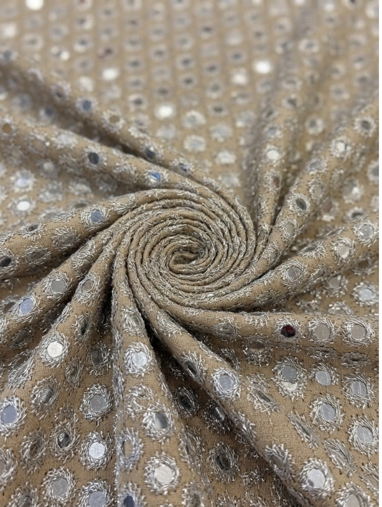 Dyeable Pure Georgette Zari Mirror Sequin Work Fabric